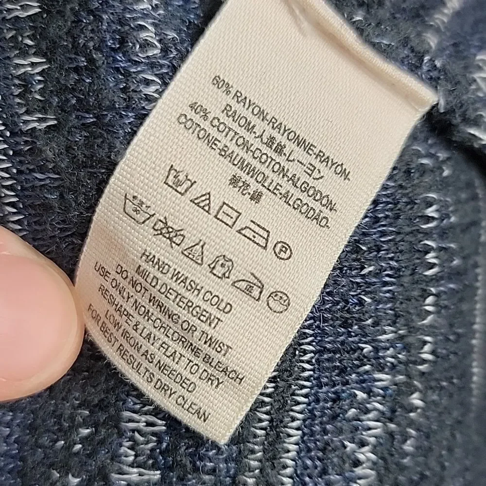 Free People Rain or Shine anavy Blue White Space Dye Sweater Dress Size Small